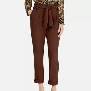 Inc High Rise Paper bag Tapperd Deep Sienna Tapered Leg Pants 4